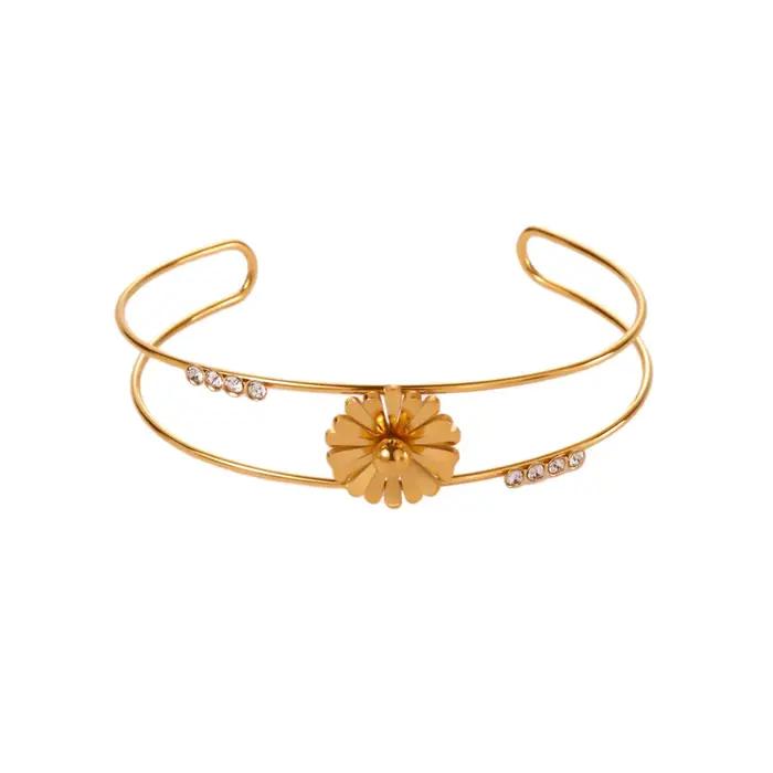 Bracelets Daisy en Zircon pour femmes, couleur or, en acier inoxydable, bracelet Daisy, bijoux esthé