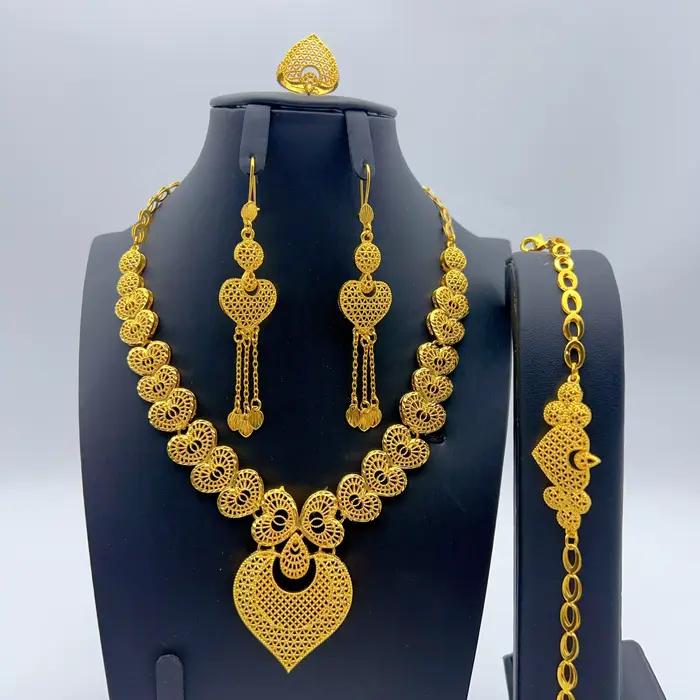 Parure de collier long à pampilles couleur or 24K indien, bijoux de luxe nigériens, éthiopiens, de D