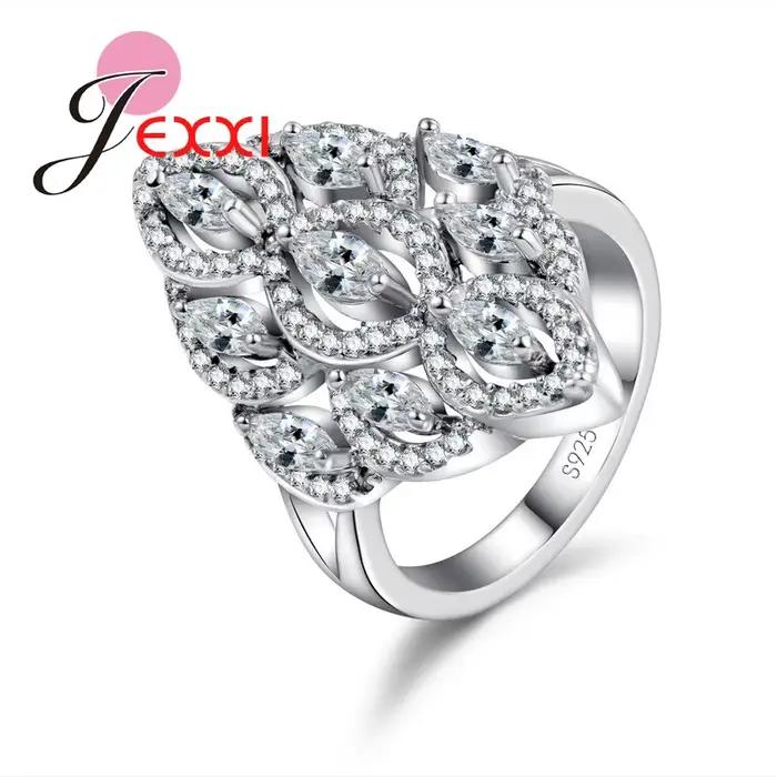 Bagues de fiançailles de mariage de luxe pour femmes, bijoux avec Full CZ, bague de document en arge