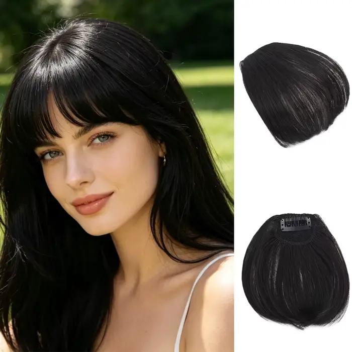 Frange synthétique bouclée à clipser, extensions de cheveux naturels pour usage quotidien, fêtes, Ha