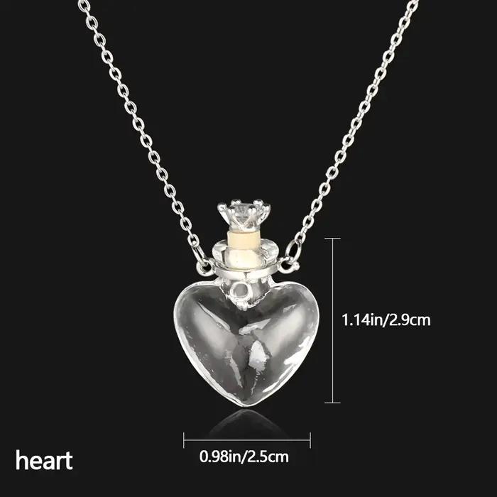 Collier avec pendentif en forme de flacon de glaçage ouvrable, goutte d'eau, cœur, chaîne en acier, 