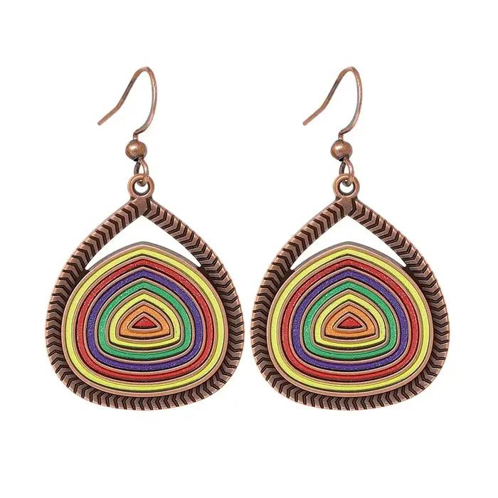 Nouvelles boucles d'oreilles rondes géométriques ethniques pour femmes, couleur or, perles métalliqu