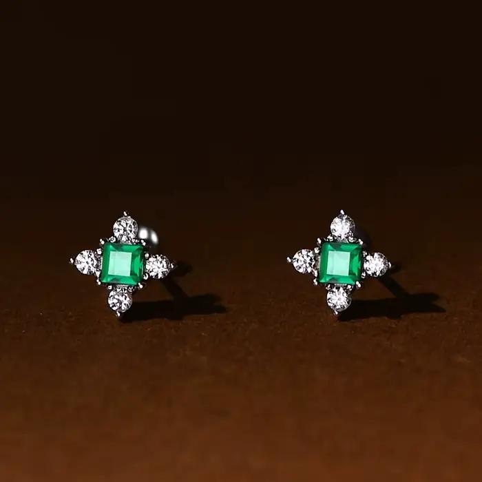 Mini boucles d'oreilles rétro en argent sterling 925, style palais antiallergique, pas besoin d'enle