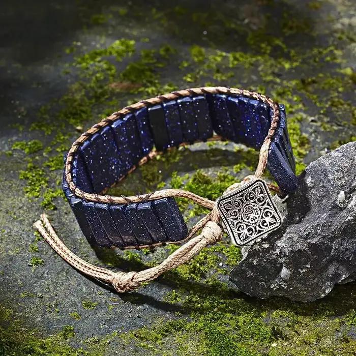 Bracelet en pierre d'empereur coloré pour hommes et femmes, 7 Chakra, corde tressée, Bracelet de poi