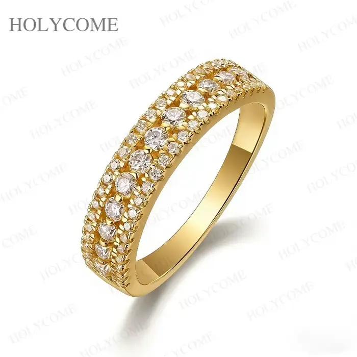 Bague ronde en argent Sterling 925 pour femmes, couleur D VVS1, classique, solitaire, bague de fianç