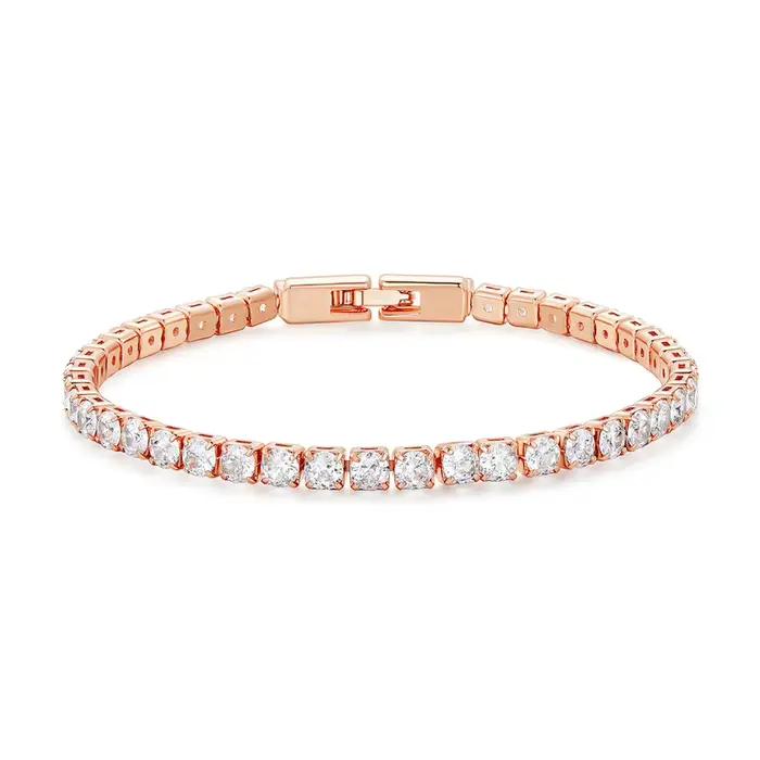 BAMOER authentique plaqué platine 5 couleurs Bracelet de Tennis pour hommes femmes anniversaire sain