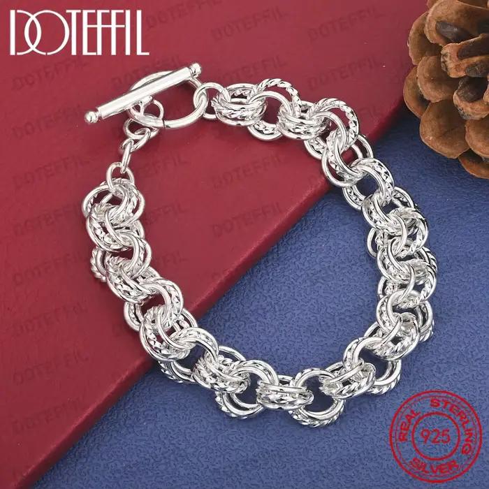 Bracelet délicat multi-boucles en argent sterling 925 de 8 pouces pour hommes et femmes, cadeau de f