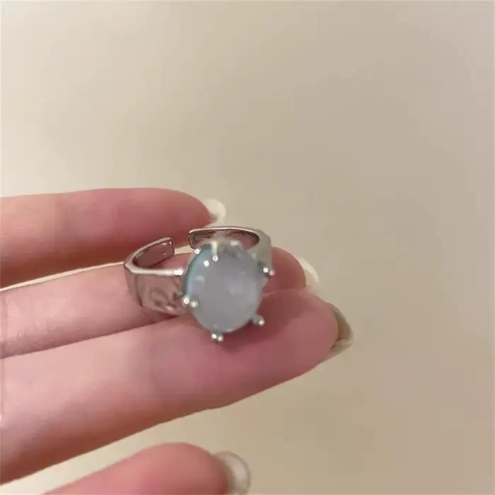 Bague incrustée d'étoile de mer bleu de mer, Style doux et minimaliste, Design de Niche pour femme, 