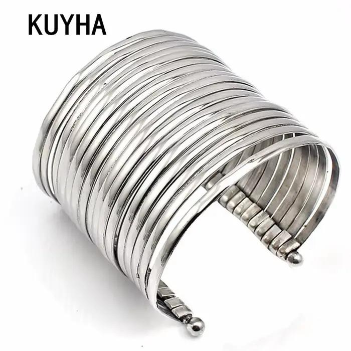 Bracelets de manchette en acier inoxydable pour hommes et femmes, bracelet de luxe, cadeau d'Hallowe