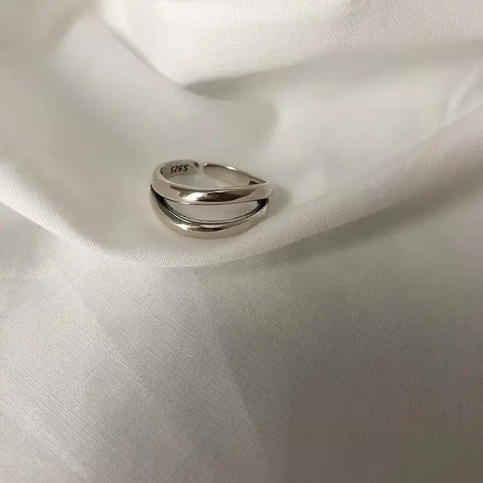 Bagues en argent Sterling 925, nouvelle mode créative, chaîne creuse croisée, bijoux de fête géométr
