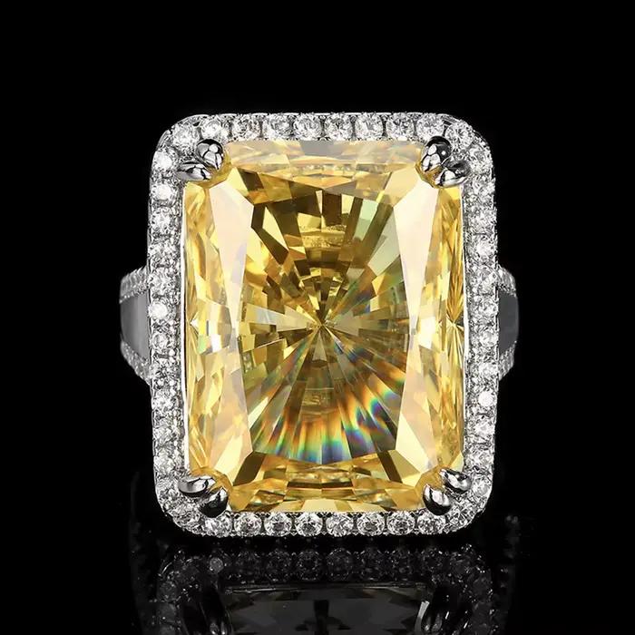 Vinregem – bague en saphir de laboratoire pour femmes, coupe radiante, 15x20 MM, tourmaline Paraiba,