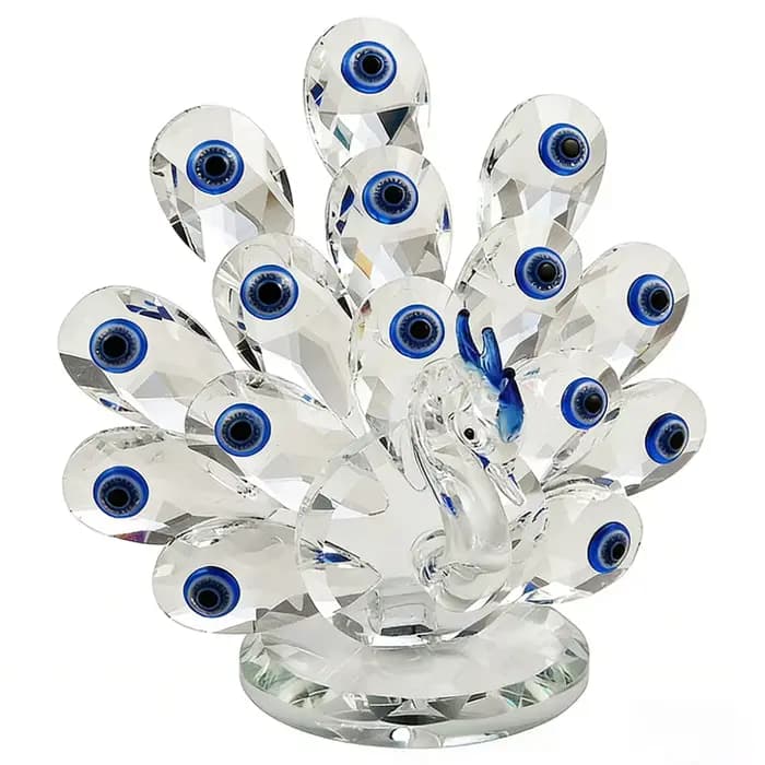 Ornement de paon en cristal transparent et brillant, figurines d'oiseau de Juno, animaux romantiques