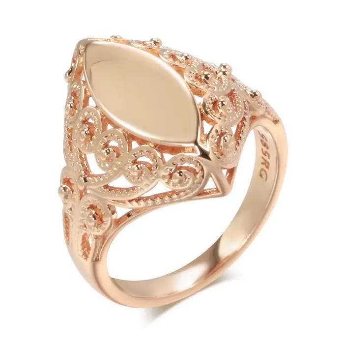 Kinel – bagues brillantes pour femmes, or Rose 585, motif Unique, losange, ethnique, bijoux de maria