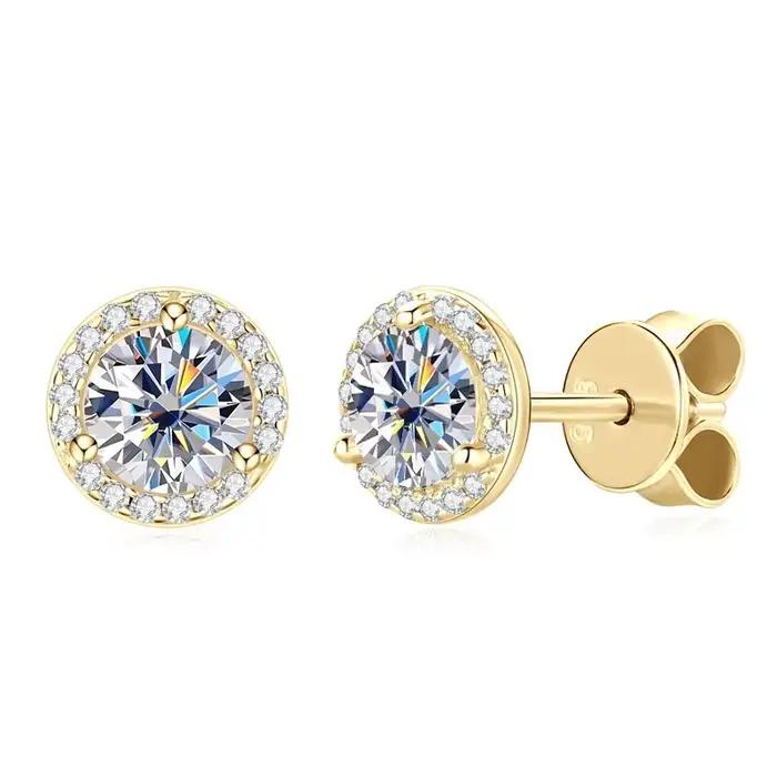 Lnngy scintillant 5MM 6.5MM 8MM certifié Moissanite boucles d'oreilles 925 en argent Sterling rond b