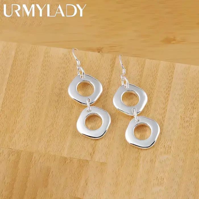 Boucles d'oreilles carrées en argent Sterling 925, bijoux de haute qualité, à la mode, cadeaux de lu