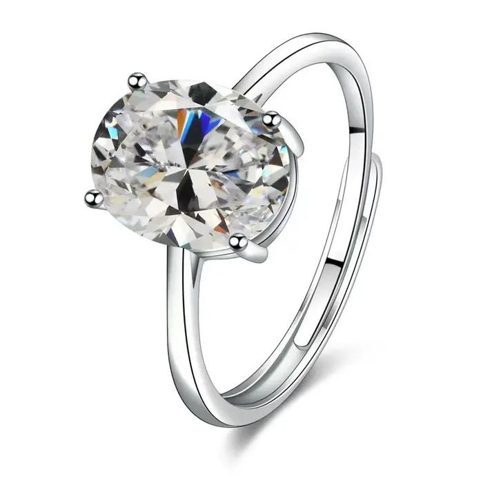 Ensemble de bijoux pour femmes en argent sterling 925 : bague ovale en zircon taillée en diamant, co