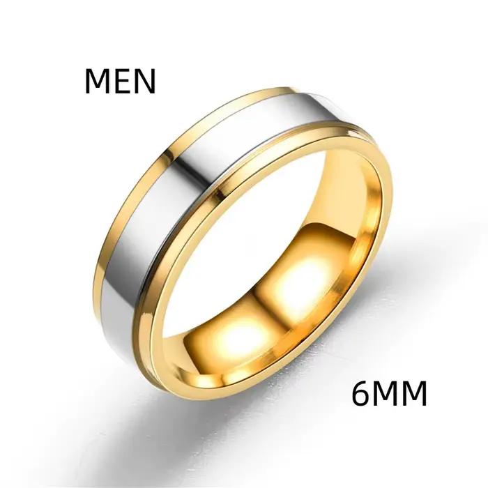 Ensemble de bagues de Couple assorties en acier inoxydable, bandes de fiançailles de mariage, cadeau