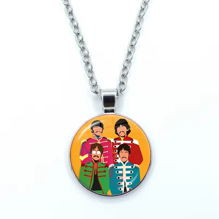 Collier de la groupe de rock The Beatles pour femmes et hommes, bijoux avec pendentif en verre caboc