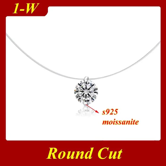 Collier en moissanite transparente pour femme, pendentif en moissanite et diamant en argent sterling
