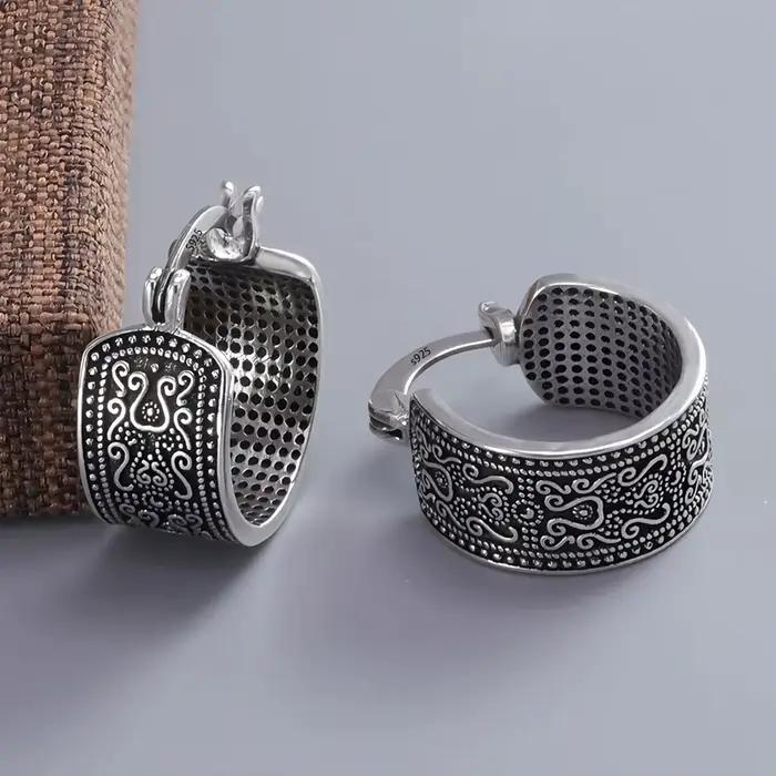 Sam Panda – boucles d'oreilles en argent Sterling 925 pour femmes, tendance, Simple, rétro, fleur, b