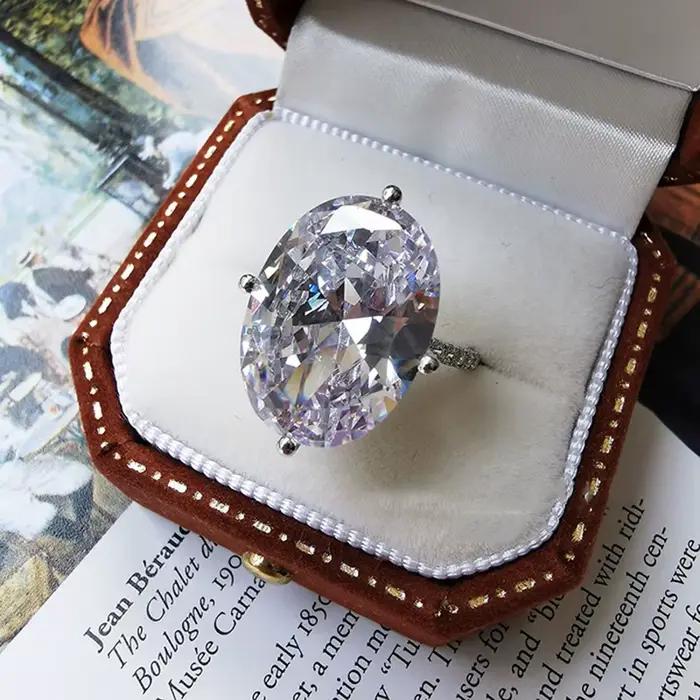Bague de luxe en diamant de laboratoire 10ct, en argent Sterling 100% véritable, bague de fiançaille