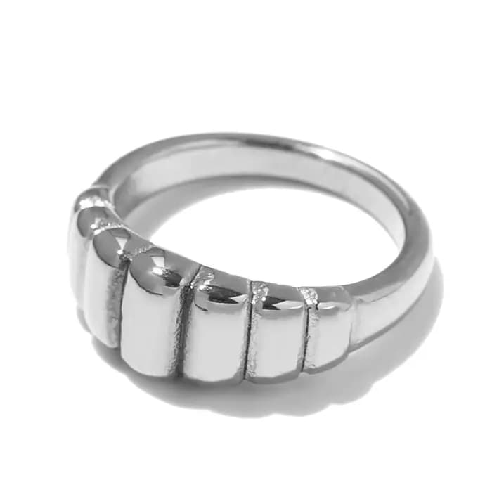 Bague texturée en acier inoxydable pour femme, étanche, document en or, cadeau pour fille, bijoux fa