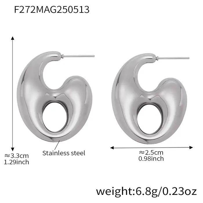 Boucles d'oreilles creuses en forme de grain de café, en acier inoxydable plaqué or 18 carats, imper