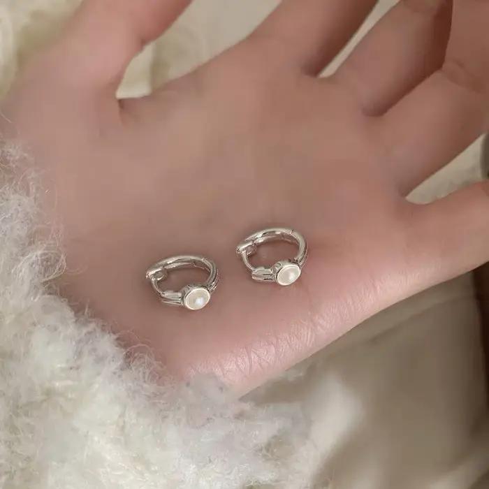 Boucles d'oreilles en perles d'argent regardé 925 pour femmes, boucle d'oreille en forme de carillon