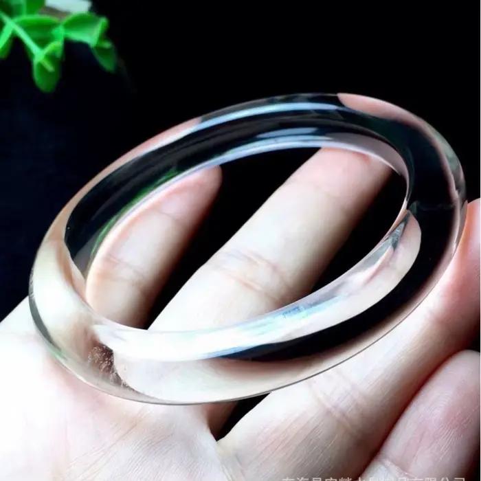 Bracelet à barre ronde en cristal blanc naturel de haute qualité, nettoyage en cristal