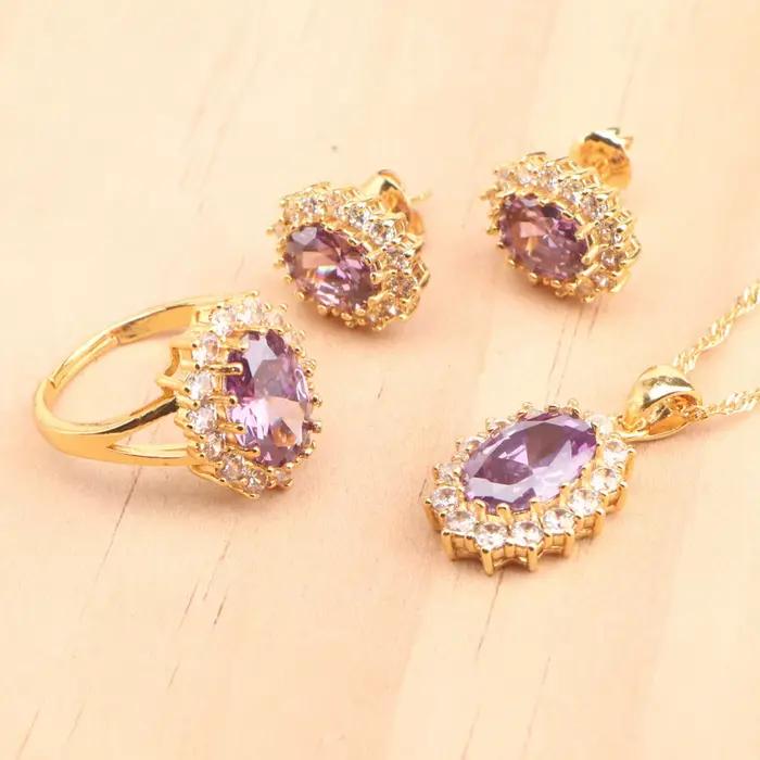 Ensemble de bijoux de mariée en argent Sterling 925, couleur or, pierres de Zircon bleues, boucles d