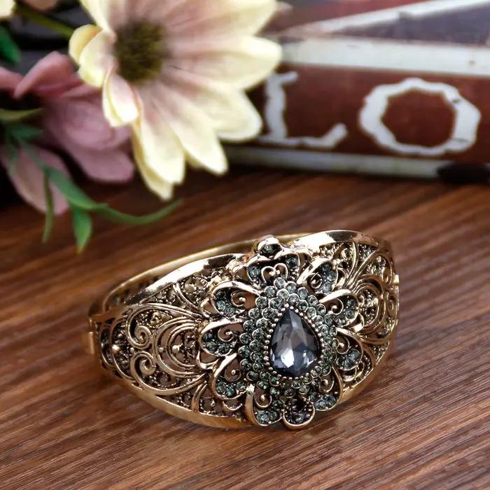 Sunspicems Vintage indien Bracelet Bijoux turc fleur Bracelet arabe femmes Bracelet rétro couleur or