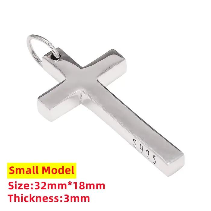 Pendentif croix en argent massif 925 véritable pour hommes et femmes, minimaliste, poli, mode classi