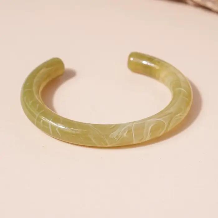 Bracelet en résine épaisse verte irrégulière pour femmes et filles, Vintage, acrylique, large, géomé