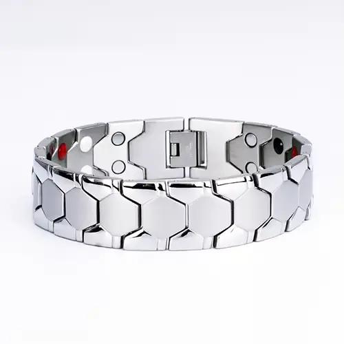 Oktrendy – Bracelet magnétique en acier inoxydable pour hommes, Simple, noir, pour l'arthrite, soins