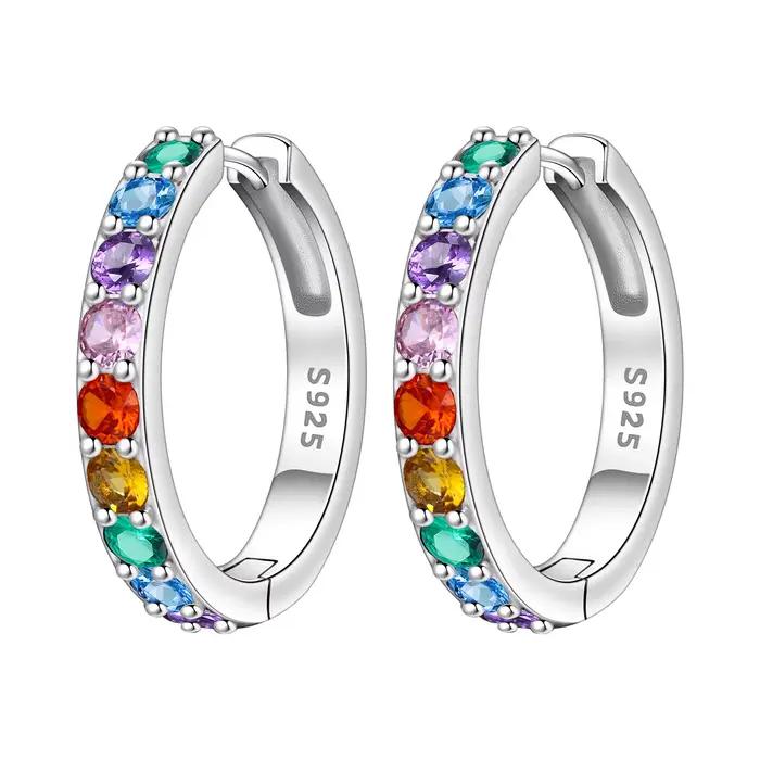 PANPOKI – boucles d'oreilles minimalistes en argent Sterling S925, zircon coloré, bijoux pour femmes
