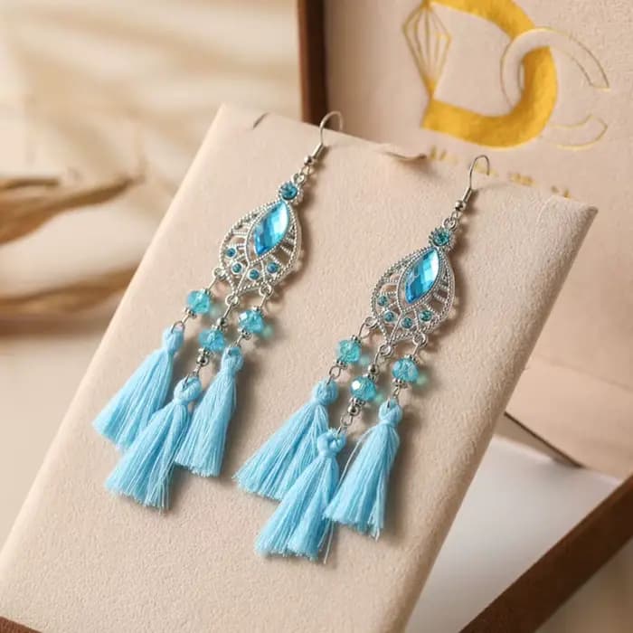 Boucles d'oreilles à pampilles en cristal de tempérament ethnique pour femmes, biscuits créatifs fai