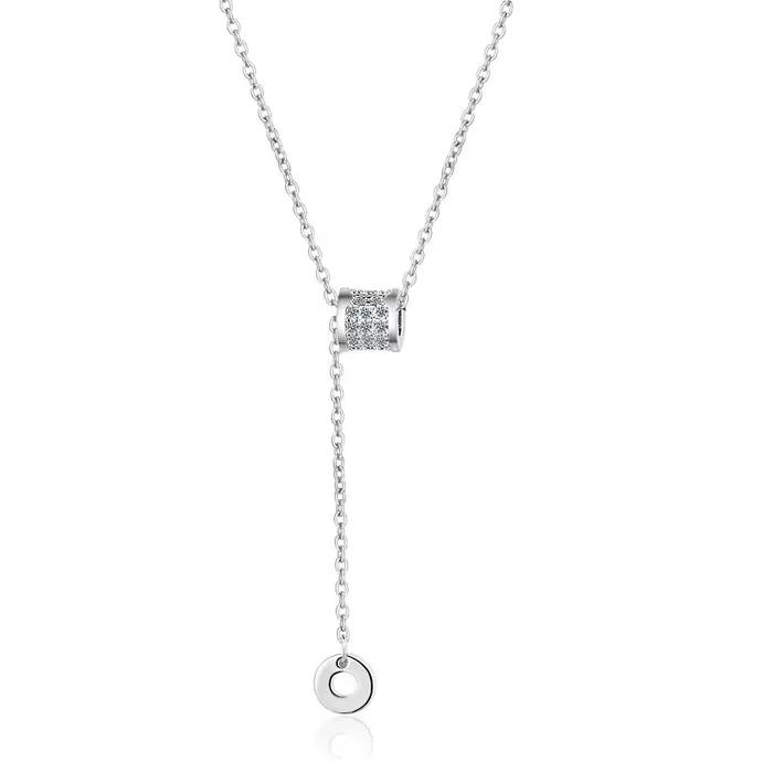 Collier et pendentif en argent sterling 925 avec zircone, perles porte-bonheur rotatives et pompons 