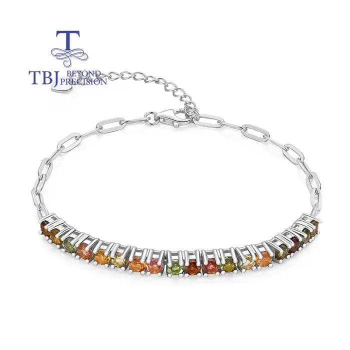 Bracelet rond multi-tourmaline naturelle exquise de 3.00mm, bijoux fins en argent Sterling 925 pour 