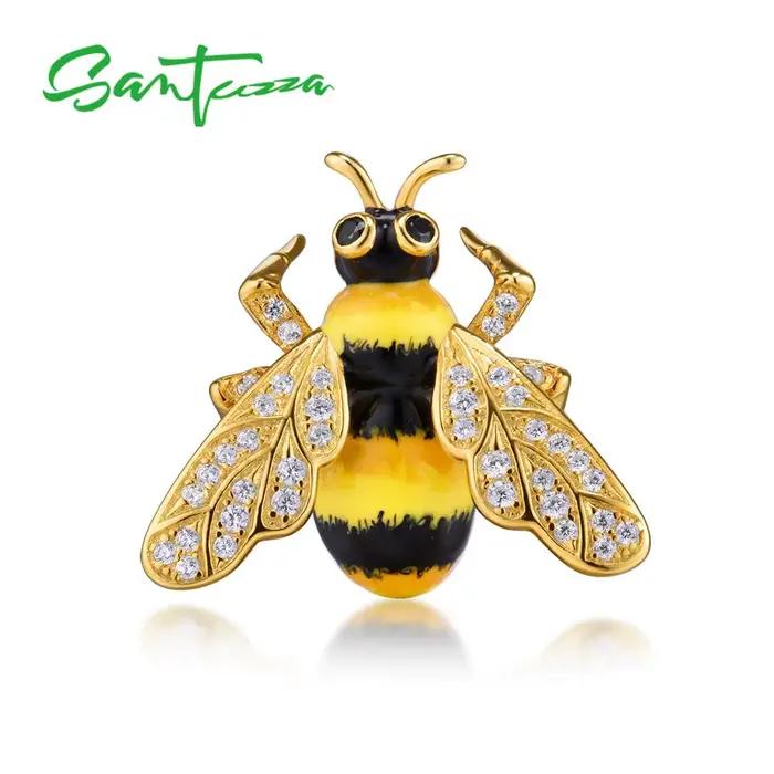 SANTUZZA-Broche en Argent Sterling 925 Authentique pour Femme, Bijoux Fins, Émail Fait à la Main, Ch