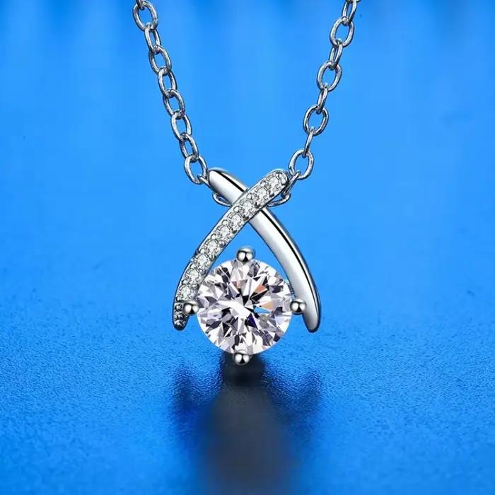 Collier avec pendentif en argent 925 pour femmes, zircon brillant, classique, à la mode, bijoux de f