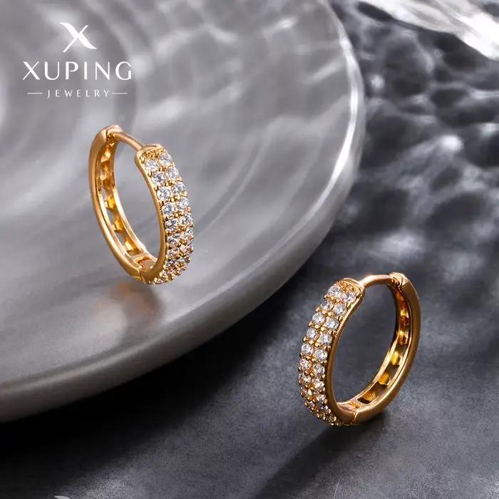 Boucles d'oreilles de luxe en or pur 24K 9999 pour femmes, anneau d'oreille élégant, Double diamant,