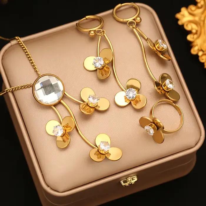 EILIECK – collier carré à nœud papillon en acier inoxydable, cristal bleu délicat, zircone, boucles 