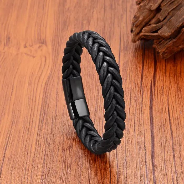 Nouveau Bracelet à fermoir magnétique Simple pour hommes et femmes, Bracelets en cordon de cuir tres
