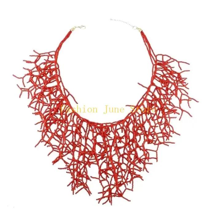 N5KA – collier en corail tissé à main, accessoire bijoux polyvalent pour dames