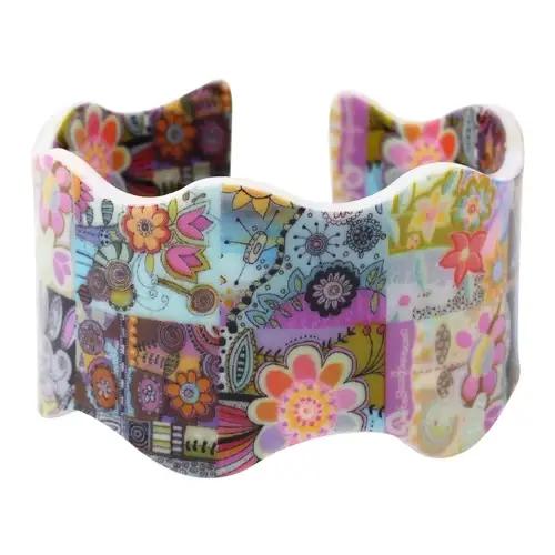 Bonsny – Bracelets large en acrylique motif fleur fraîche pour femmes, Bijoux à la mode, nouvelle co