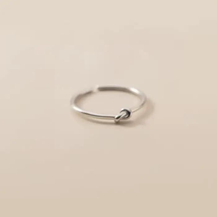 Bague ajustable classique couleur argent avec nœud, bijou de mode pour femmes charmantes, accessoire