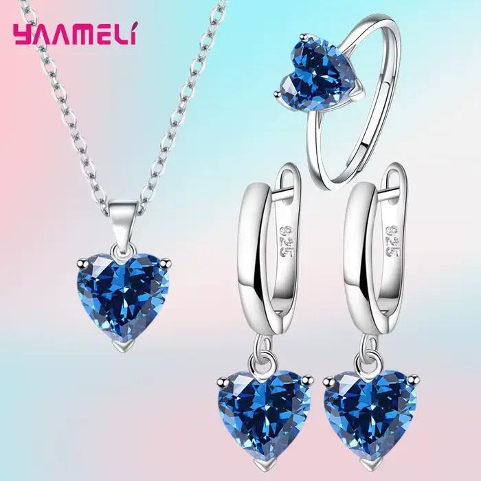 Bijoux fins en argent Sterling 925, coffrets cadeaux pour femmes, cœur romantique, boucles d'oreille