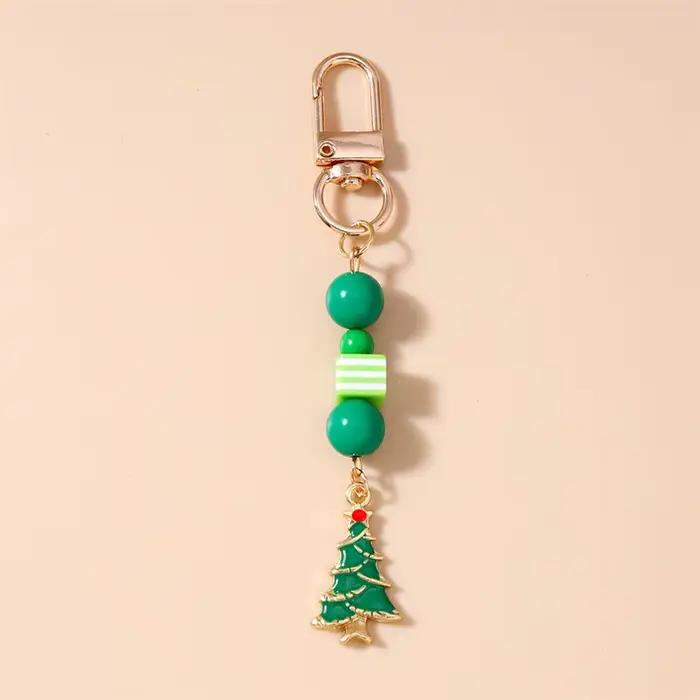 Mignon arbre de noël couronne canne porte-clés pour clé de voiture Festival cadeaux pour femmes homm