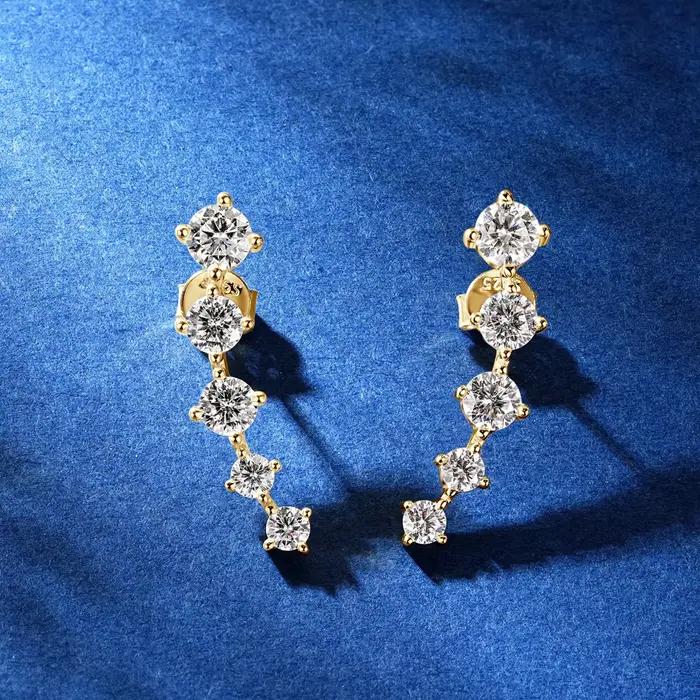 Vinregem 3EX VVS1 D couleur réel Moissanite diamants gemmes romantique clous d'oreille boucles d'ore