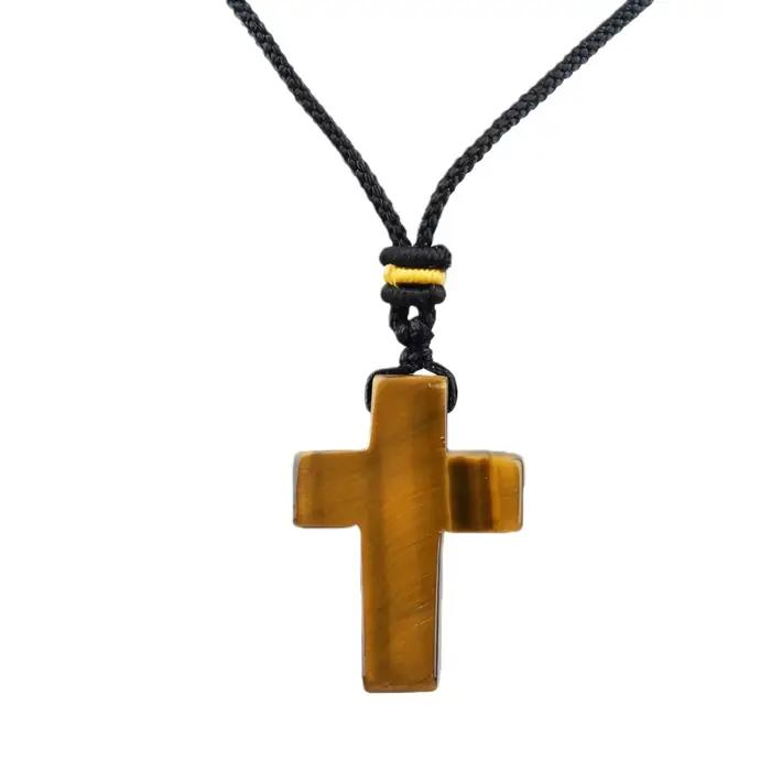 Collier pendentif en pierre précieuse en forme de croix Labradorite 22x30mm avec collier pendentif e